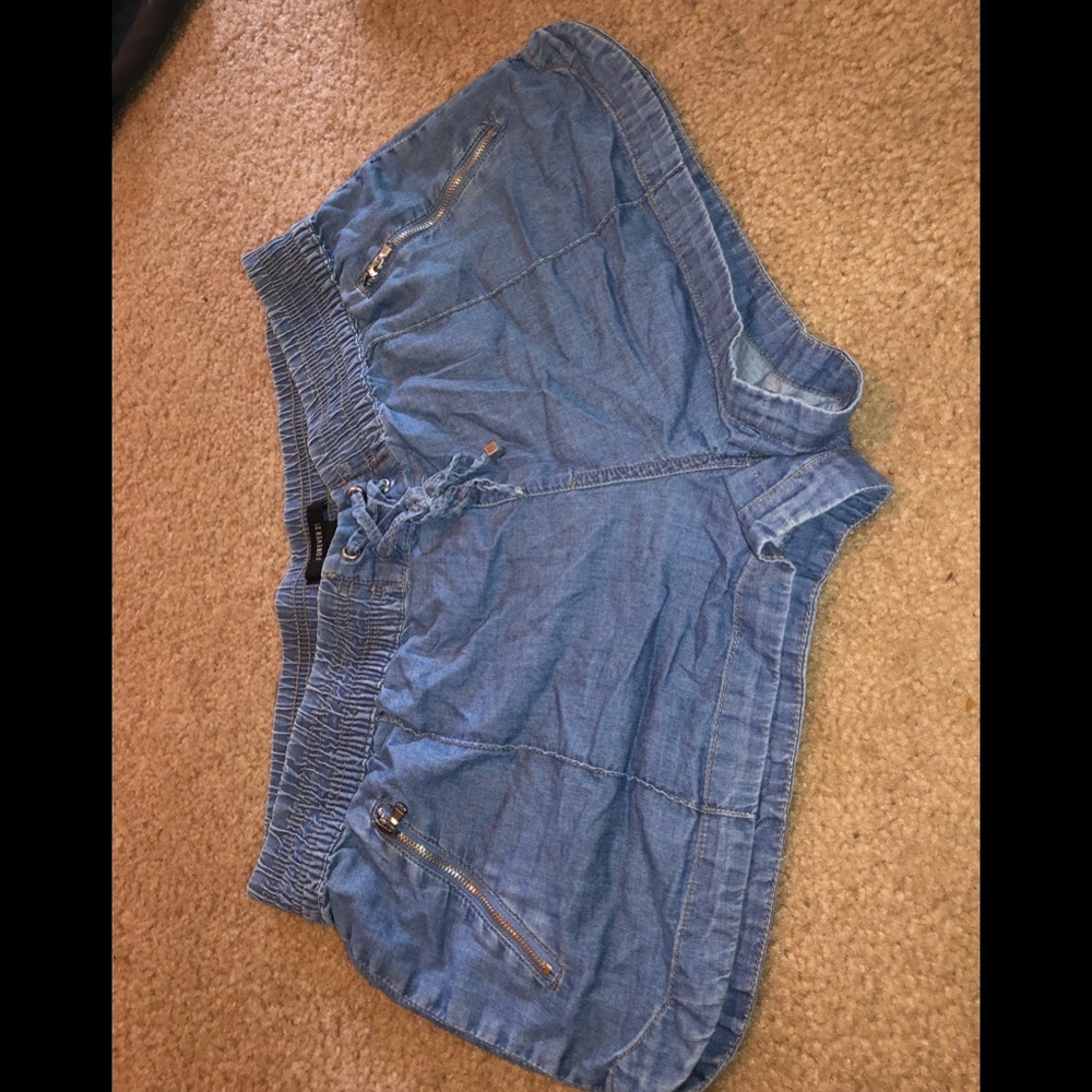 Stretch jean shorts forever 21 w false zippers